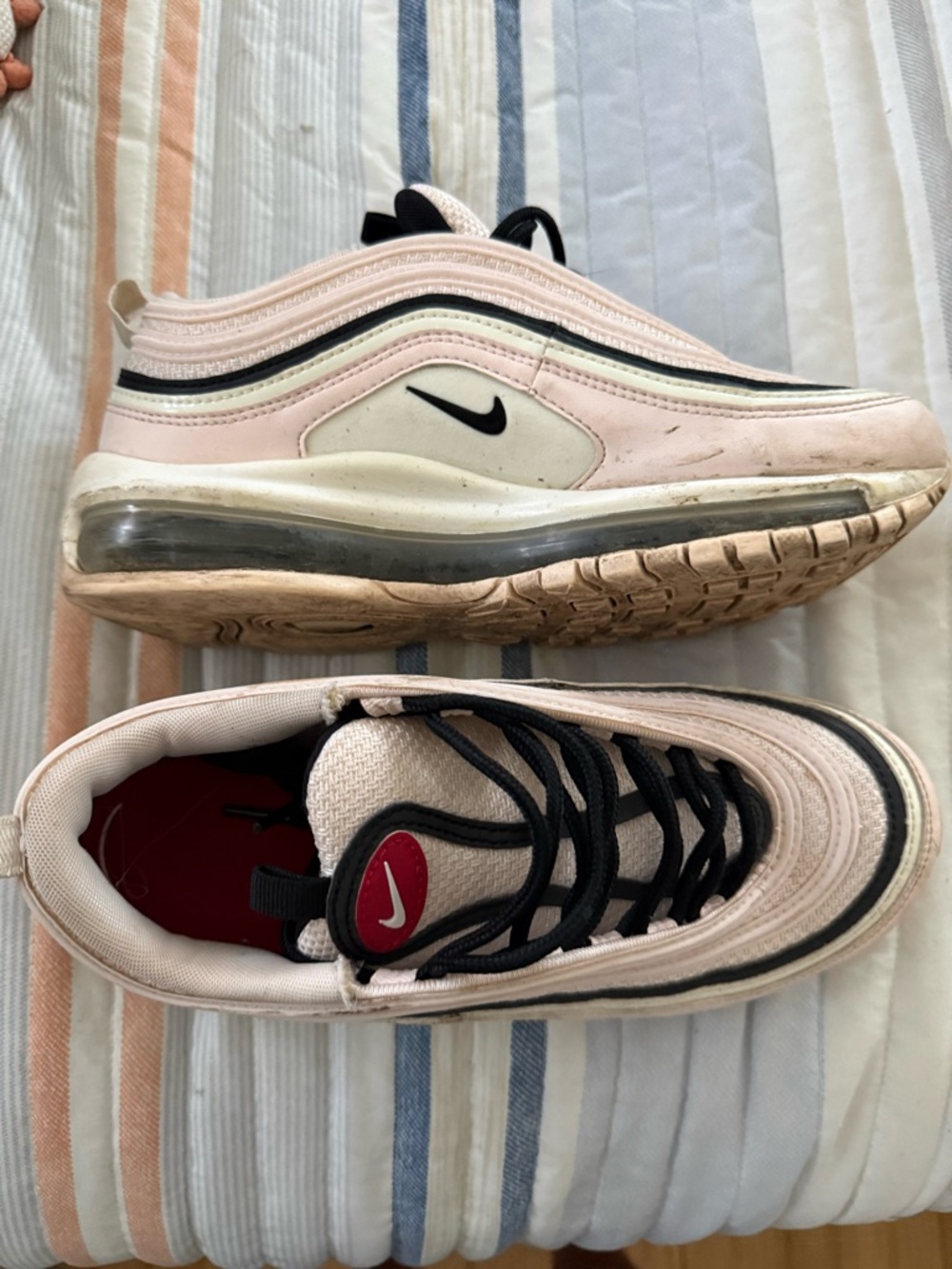 Nike Light Pink and Black Air Max 97 Sneakers